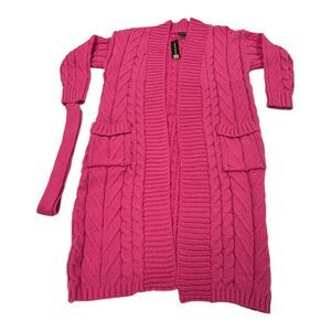 Love Sense Women's Cardigans Cover Up Crochet Pink Size Small